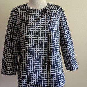 Lafayette 148 New York Black Pattern print printed jacket Size 10